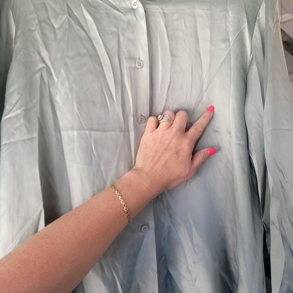 ♡Jones & Co 100%Silk button-down long sleeve  blouse. Size 16. A14 - Picture 5 of 7